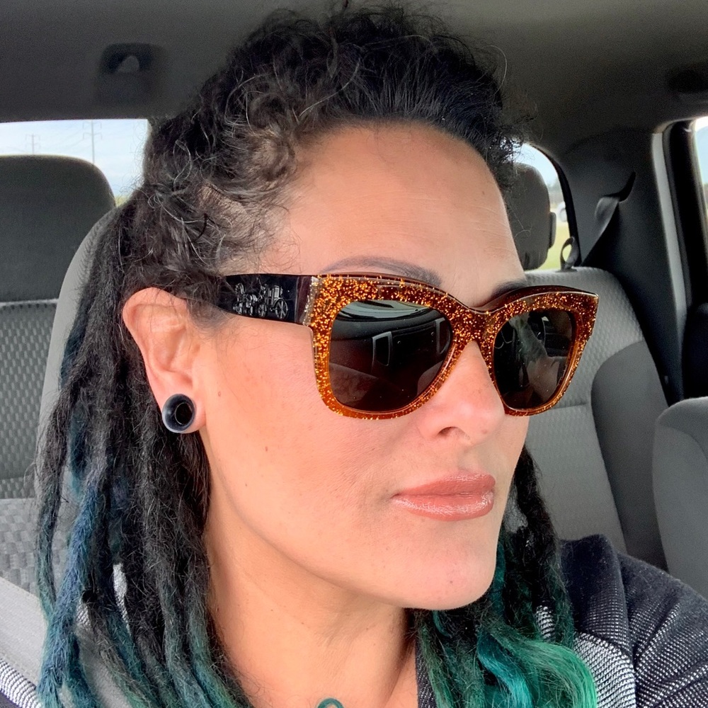 Coach Amber Saddle Glitter Square Sunglasses - Picture 6 of 7